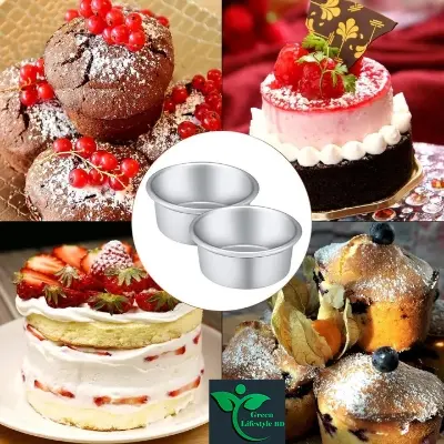 Picture of Round Aluminum Cake Mold - 4 Pieces Set - Bake Perfect Cakes Every Time With Round Aluminum Cake Mold Set - Silver