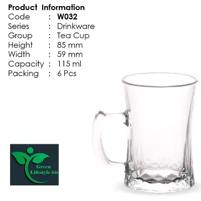 Picture of Crystal Clear Glass Tea/Coffee Cup Set (6 Pieces) For Home, Office, and Tea Stall Shop. - Clear