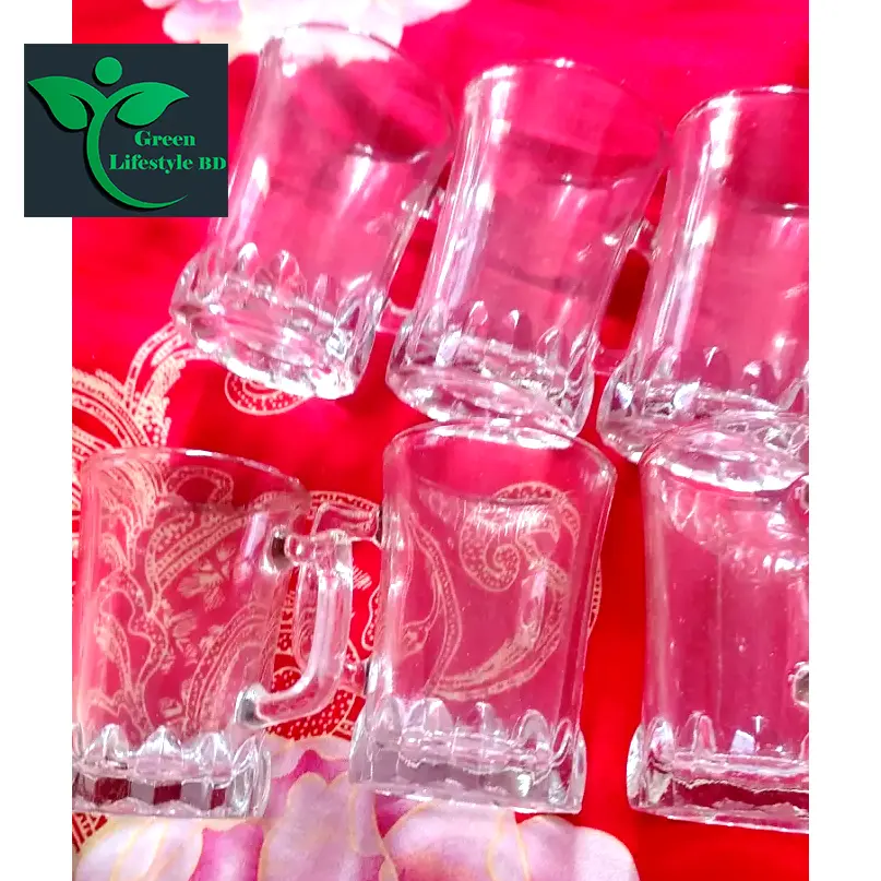 Picture of Crystal Clear Glass Tea/Coffee Cup Set (6 Pieces) For Home, Office, and Tea Stall Shop. - Clear
