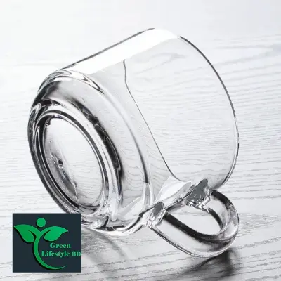 Picture of Crystal Clear Glass Tea Cup Set with Cup pirich Set (6 Cup +6 pirich) For Kitchen and Dining - Clear 6pcs set
