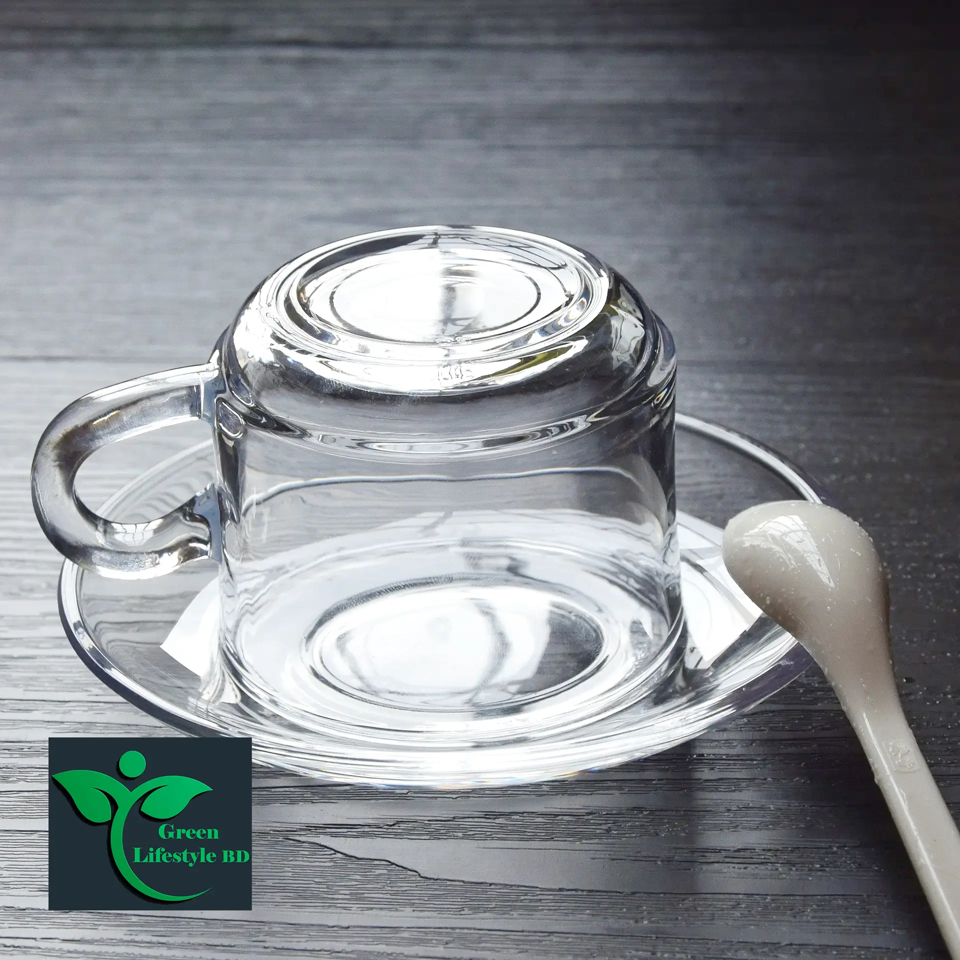 Picture of Crystal Clear Glass Tea Cup Set with Cup pirich Set (6 Cup +6 pirich) For Kitchen and Dining - Clear 6pcs set