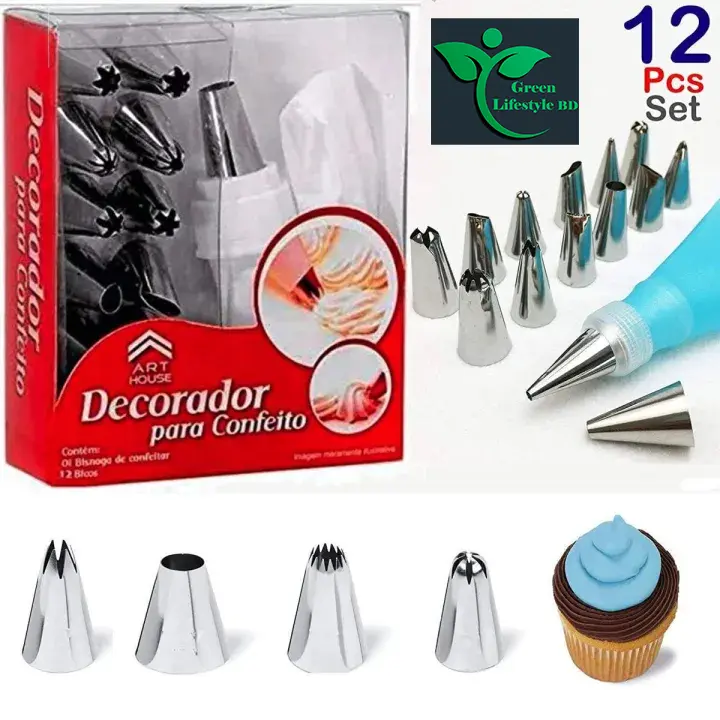 Picture of 15 pcs/set Stainless Steel Icing Piping Pastry Nozzles Sets For Cake Decoration Baking Tool Set - Multicolor