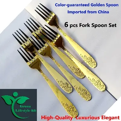 Picture of Luxury Design High-quality Golden Color 6 Piece Frock/Cutlery Spoon Size 6 Inch Import From China For Kitchen And Dining Use. - Gold