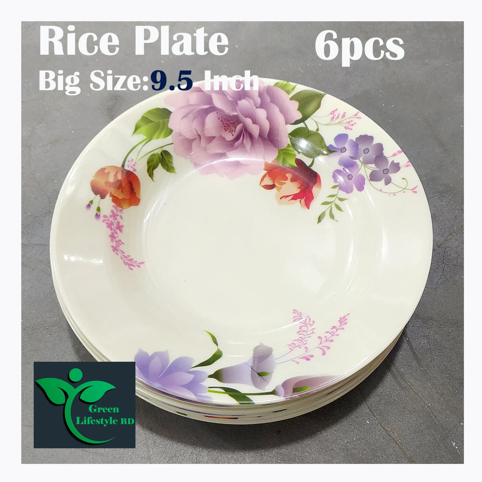 Picture of High quality 6 piece  Melamine plate 9.5 inch Big size Plate Multi design use for Home, Office, Restaurant and different Occasions - Cream