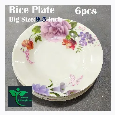 Picture of High quality 6 piece  Melamine plate 9.5 inch Big size Plate Multi design use for Home, Office, Restaurant and different Occasions - Cream
