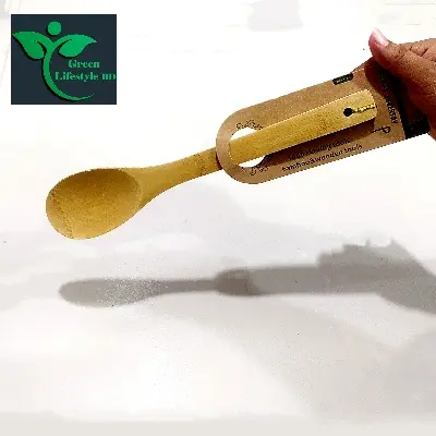 Picture of Bamboo Serving Spoon 1 piece size 12 inch - Heat Resistant Soft Grip Spoon Handle, Bamboo Cooking And Baking - Multicolor