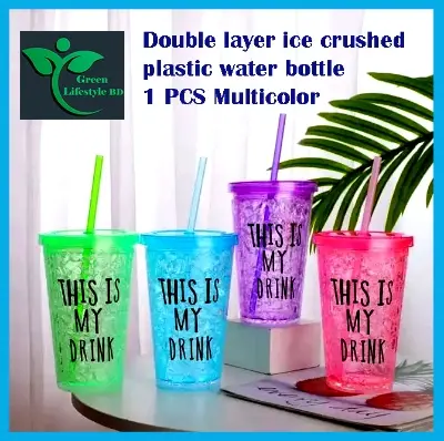 Picture of 1 pc Creative Summer ice Cup Colourful fruit juice drink cup Double-deck Plastic drinking Ice cool mugs portable High-capacity cups - Multicolor
