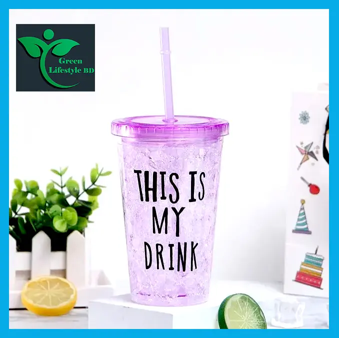 Picture of 1 pc Creative Summer ice Cup Colourful fruit juice drink cup Double-deck Plastic drinking Ice cool mugs portable High-capacity cups - Multicolor