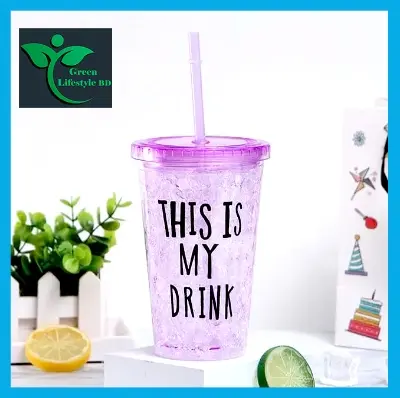 Picture of 1 pc Creative Summer ice Cup Colourful fruit juice drink cup Double-deck Plastic drinking Ice cool mugs portable High-capacity cups - Multicolor