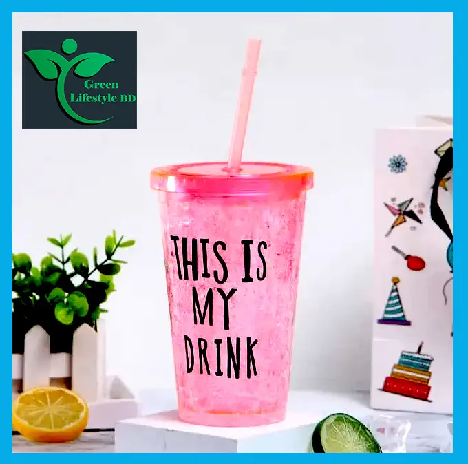 Picture of 1 pc Creative Summer ice Cup Colourful fruit juice drink cup Double-deck Plastic drinking Ice cool mugs portable High-capacity cups - Multicolor