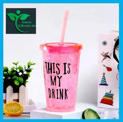 Picture of 1 pc Creative Summer ice Cup Colourful fruit juice drink cup Double-deck Plastic drinking Ice cool mugs portable High-capacity cups - Multicolor