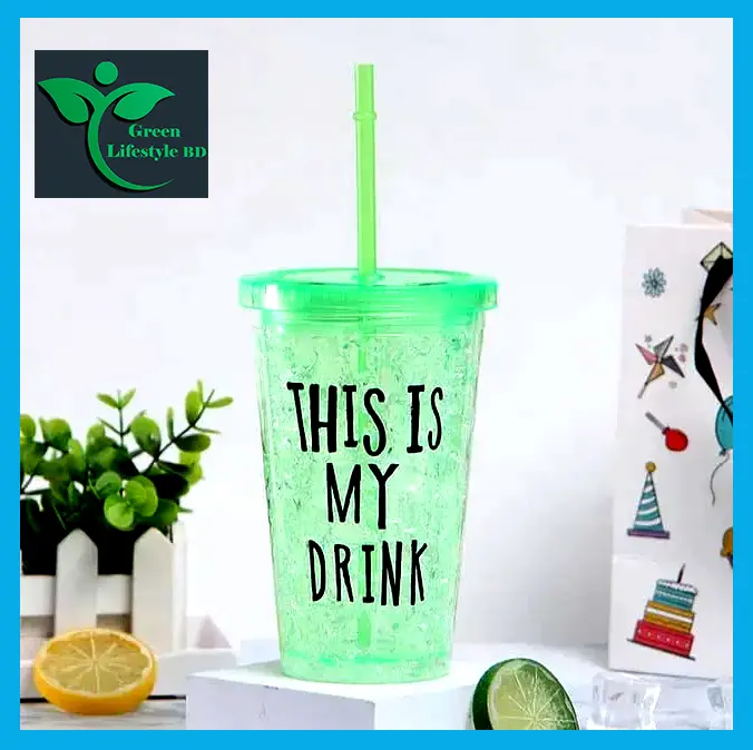 Picture of 1 pc Creative Summer ice Cup Colourful fruit juice drink cup Double-deck Plastic drinking Ice cool mugs portable High-capacity cups - Multicolor