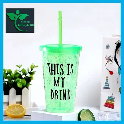 Picture of 1 pc Creative Summer ice Cup Colourful fruit juice drink cup Double-deck Plastic drinking Ice cool mugs portable High-capacity cups - Multicolor