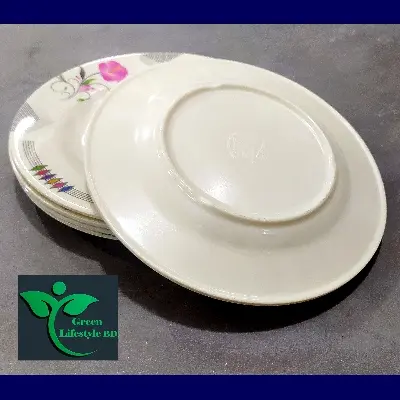 Picture of Big Size 11-inch 6 Pcs Set Dinner Plate Rice Dinner Plate, muiltiColor Print. Microwave oven save, Dishwasher Save, Dining Plate Set. - Cream