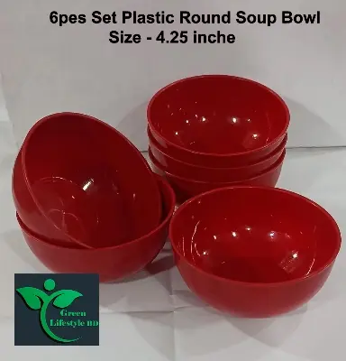Picture of Plastic Round Soup Bowls 6pcs - 4.25 Inch - Perfect For Serving Soup, Stews, And Other Delicious Meals. - Red