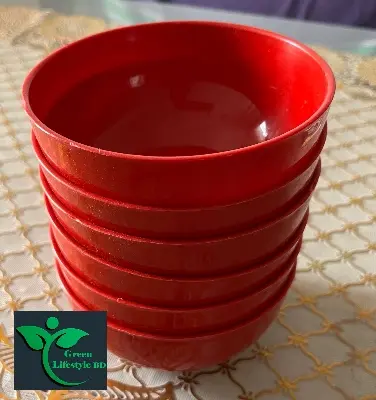 Picture of Plastic Round Soup Bowls 6pcs - 4.25 Inch - Perfect For Serving Soup, Stews, And Other Delicious Meals. - Red