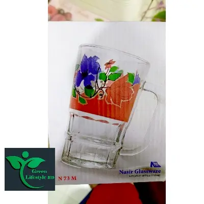 Picture of Drinking Glass Mug For Water Or Juice 305 ml Glass-Enjoy Your Beverages In Style With This Elegant Glass Mug - Multicolor 1 pcs