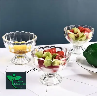 Picture of High-quality Restaurant Bar Clear Dessert Glass sets 6 pcs Pressed Ice Cream Glass Tumbler flower shaped Glass bowl - Clear