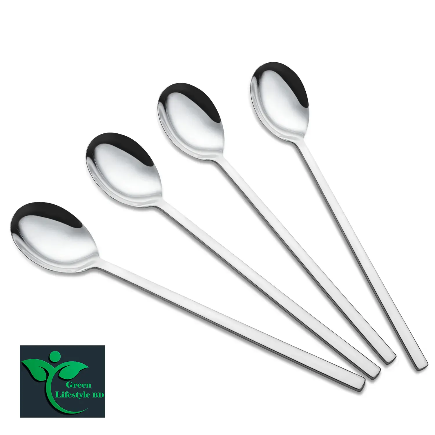 Picture of Stainless Steel 12 pcs Tea Stirring Scoops Ice Cream Coffee Spoon size 8-inch Portable Convenient Long Handle Kitchen Spoon - Silver