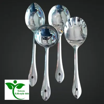 Picture of 4 Pcs Stainless Steel Cooking and Serving Spoon Ladle Set, 4-Pieces Kitchen Tool Set - Silver
