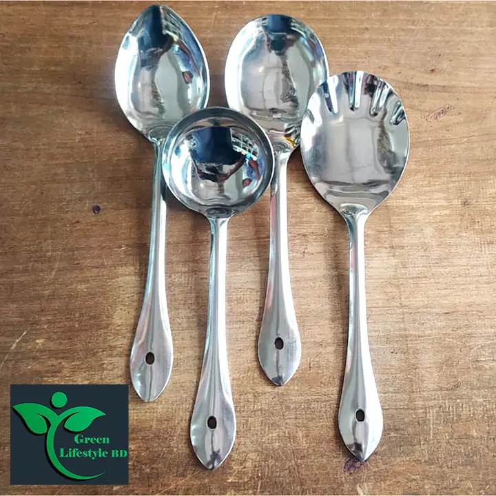 Picture of 4 Pcs Stainless Steel Cooking and Serving Spoon Ladle Set, 4-Pieces Kitchen Tool Set - Silver