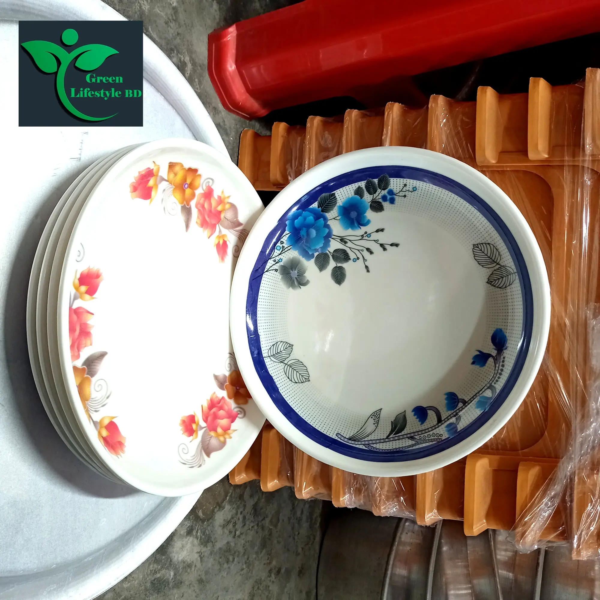 Picture of Melamine Dinner Plates Set - 6 Pcs Multi-design Print  Melamine Salad Plates, Dinnerware for Indoor & Outdoor Use, Lightweight, Stackable & Dishwasher Safe (10 Inches) - Multicolor