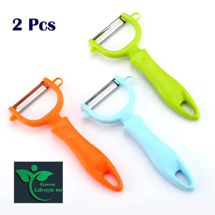 Picture of 2 pcs Stainless Steel Potato Peeler Vegetable Court Potato Cut Fruit Melon Peelers Planer Kitchen Peelers - Multicolor