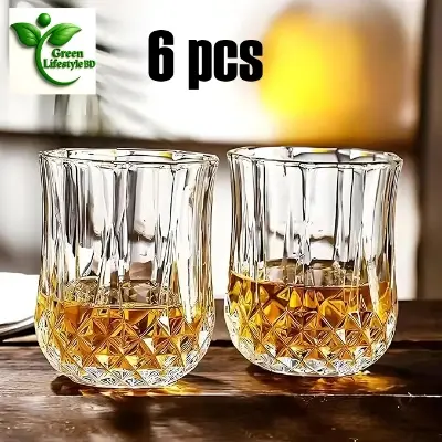 Picture of 6-Piece Diamond Pattern Glass Set – Ideal for Juice, Coke, Sharbat | Home & Office Use - Clear