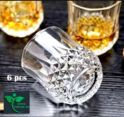 Picture of 6-Piece Diamond Pattern Glass Set – Ideal for Juice, Coke, Sharbat | Home & Office Use - Clear