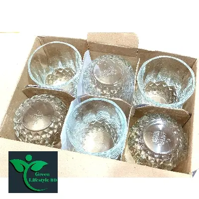 Picture of 6-Piece Diamond Pattern Glass Set – Ideal for Juice, Coke, Sharbat | Home & Office Use - Clear