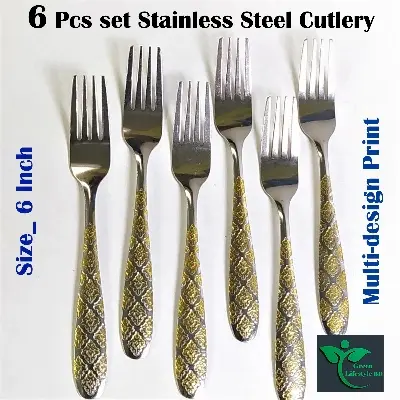 Picture of 6pcs Stainless Steel Cutlery Spoon Set – 6 Inch Elegant Multi-Design Spoons for Dining & Daily Use
