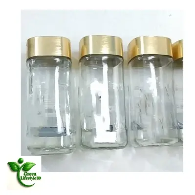 Picture of Set of 2 Airtight 1000ml Glass Jars – Gold Cap Storage for Milk Powder, Spices & Honey - 2 pcs Jar