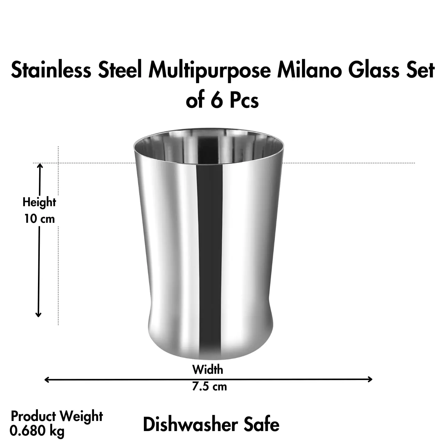 Picture of Premium Stainless Steel Water Glasses – Set of 6, 290ml, Mirror Polish for Water & Juice
