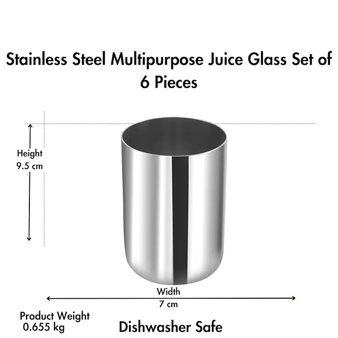 Picture of Stainless Steel Drinking Glass Set – 4/6 Pcs, 290ml, Mirror Polish, Food-Grade & Scratch-Resistant