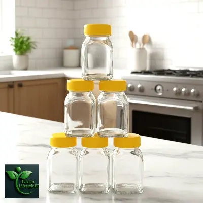 Picture of 6/12 Pcs Premium 100ml Glass Jar Set – Food Storage Containers with New Cap for Kitchen & Dining