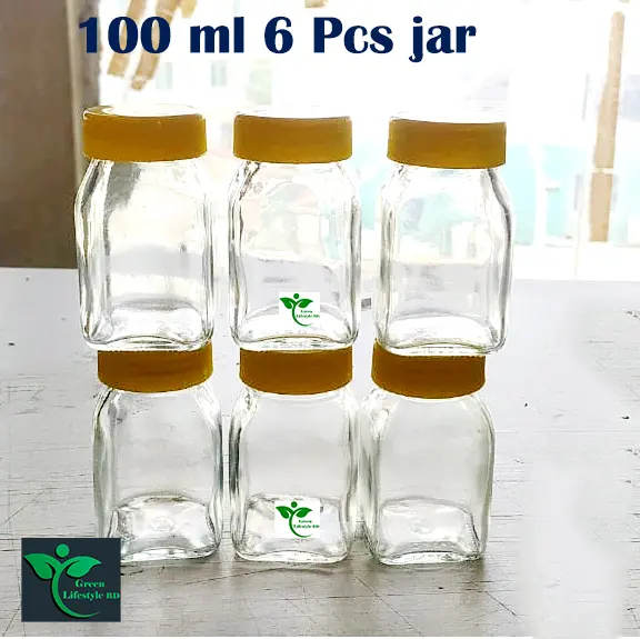Picture of 6/12 Pcs Premium 100ml Glass Jar Set – Food Storage Containers with New Cap for Kitchen & Dining
