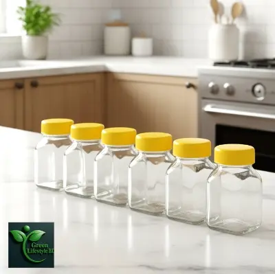Picture of 6/12 Pcs Clear Glass Jar Set – 100ml Kitchen Storage Containers with New Cap, Perfect for Spices & Snacks