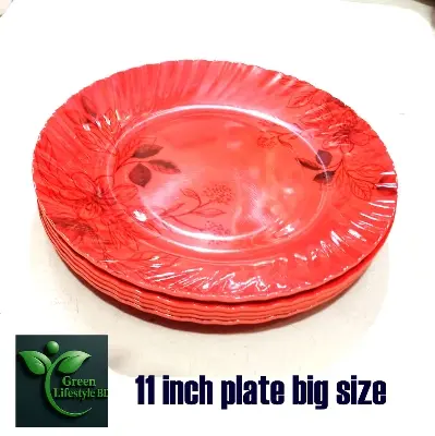 Picture of 4/6 Pcs High-Quality Melamine Plate Set – 11 Inch Large Plates, Multi Design for Home, Office & Restaurant Use