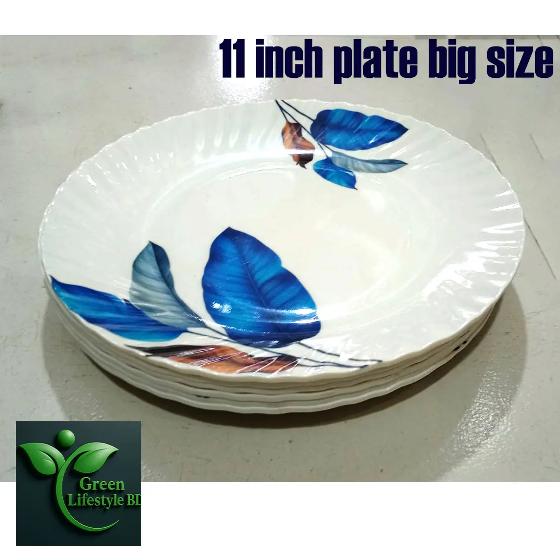 Picture of 4/6 Pcs High-Quality Melamine Plate Set – 11 Inch Big Size Plates, Multi Design for Home & Restaurant