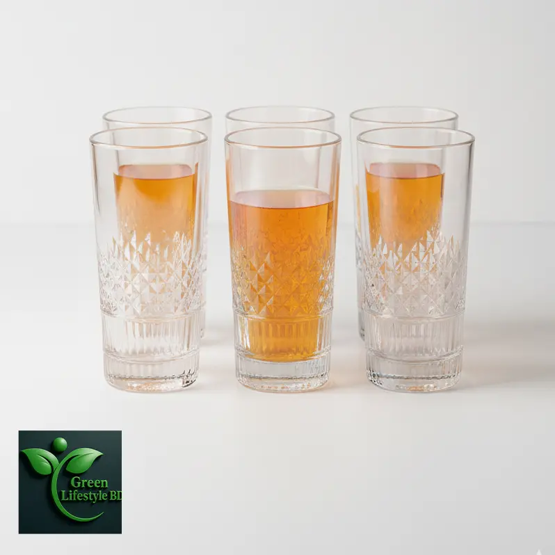 Picture of 6 Pcs Heavy Drinking Water Glass Set – Tall Everyday Glassware for Home & Dining (N205T) - 6 Pcs Glass