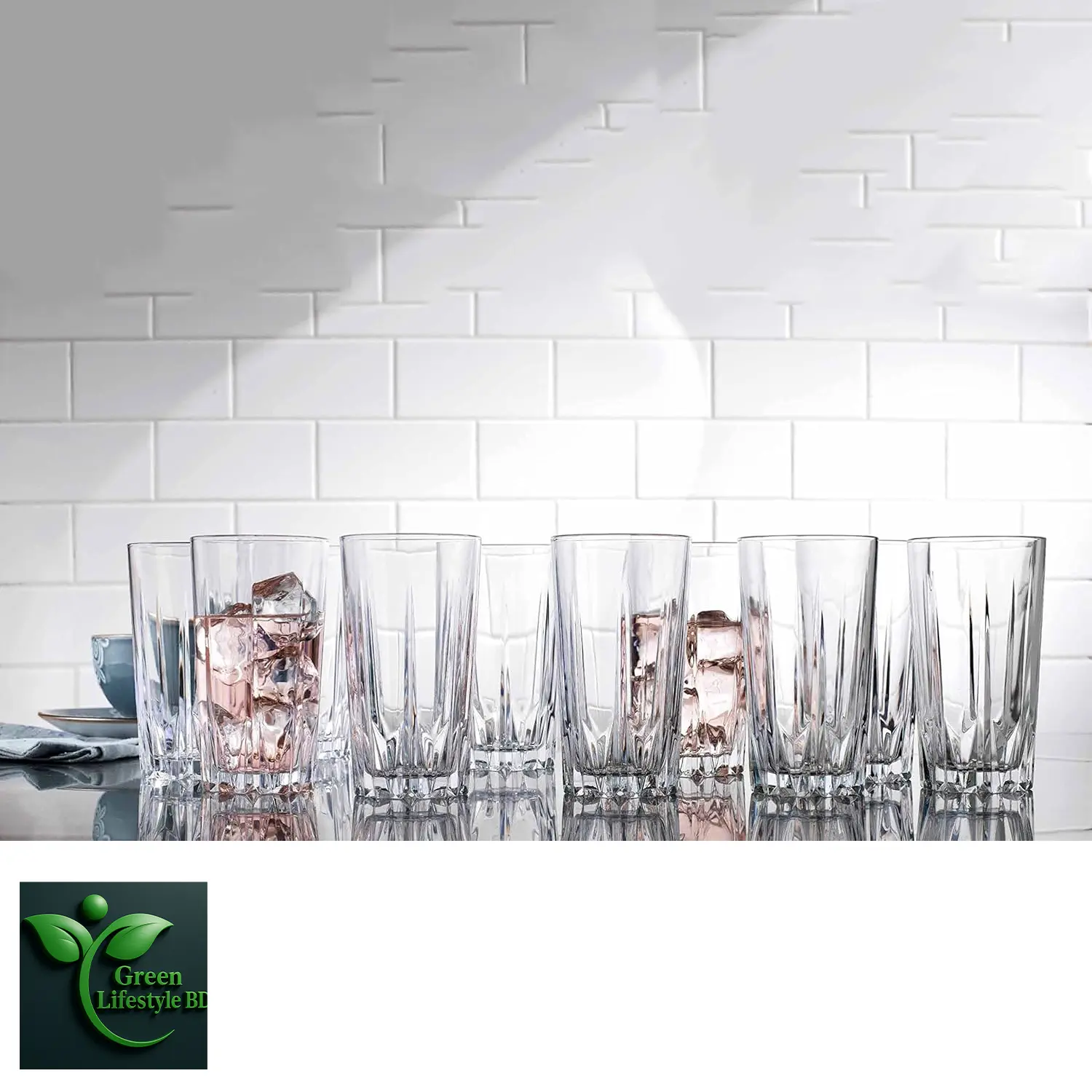 Picture of Nasir Diamond Cut Glass Set (N50T) – 6 Pcs Bar Tumblers for Water, Juice, Beer & Cocktails - 6 Pcs Glass