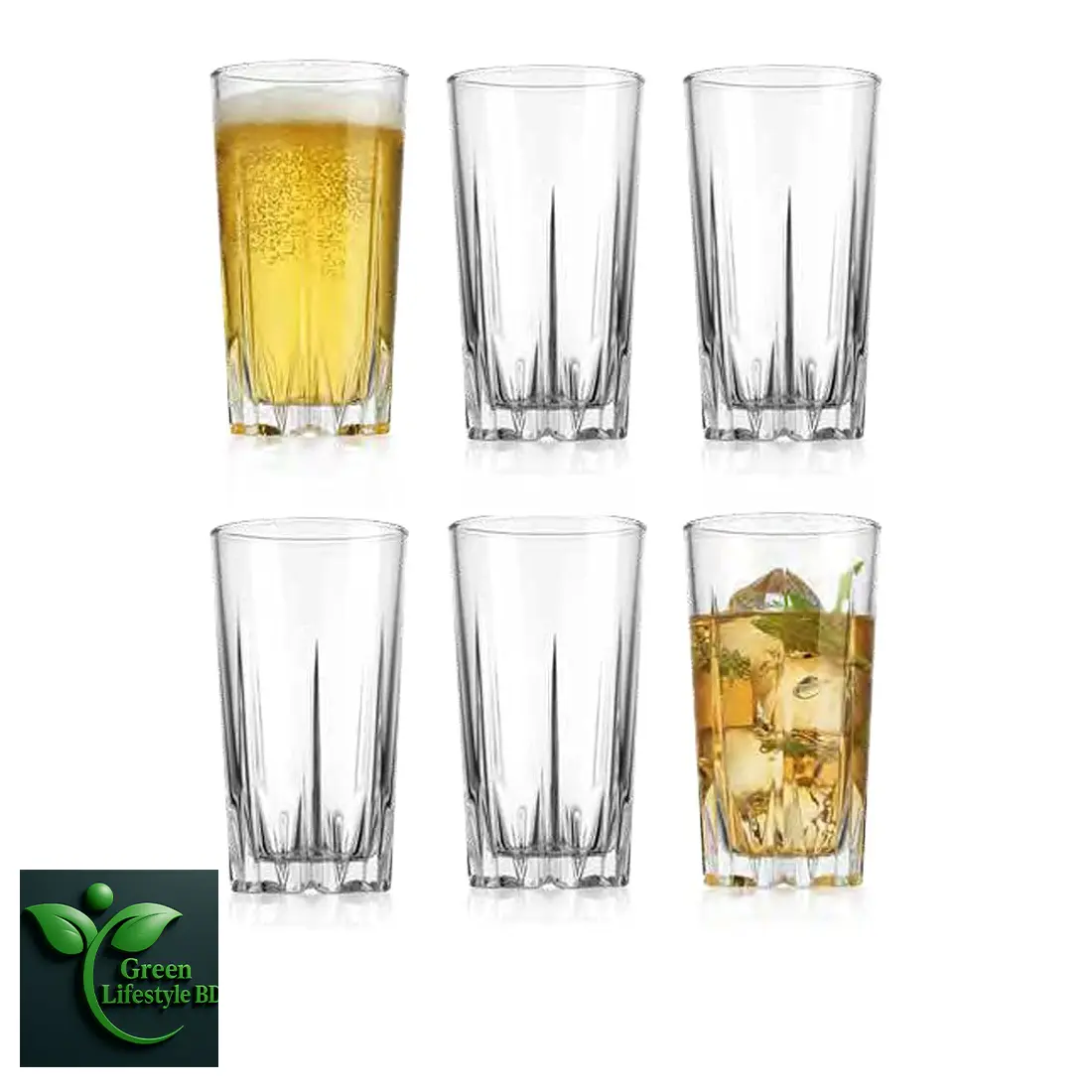 Picture of 6 Pcs Nasir Diamond Cut Drinking Glass Set (N50T) – Premium Tumblers for Bar, Juice & Cocktails - 6 Pcs Glass