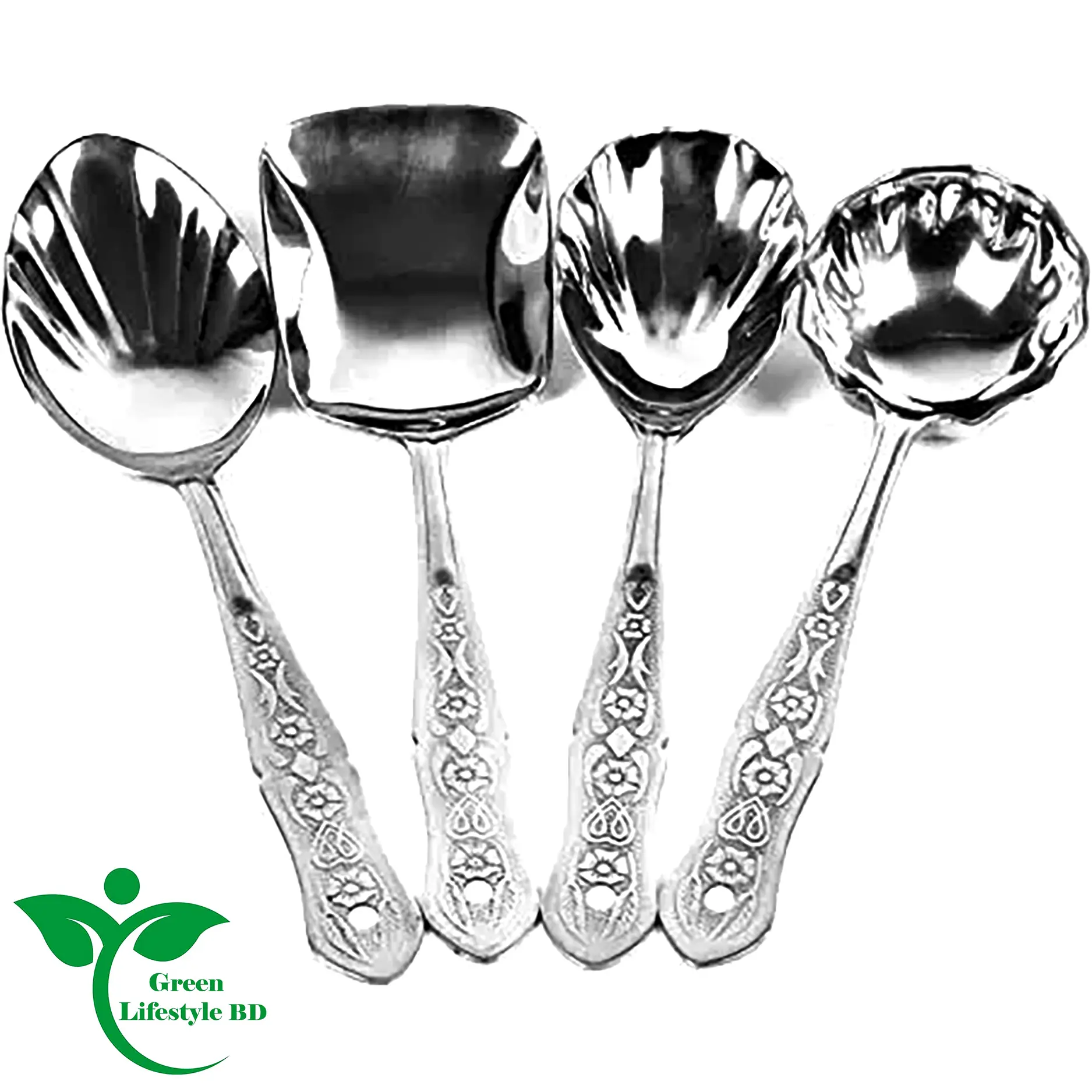 Picture of 4 Pcs Stainless Steel Serving Spoon Set – 10 Inch Durable & Stylish Kitchen Serving Tools -  Silver 4 pcs Set