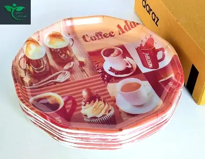 Picture of 7 Inch Melamine Half Plate Set – 6 Pcs Multi Design Print for Home & Office Dining - Multicolor