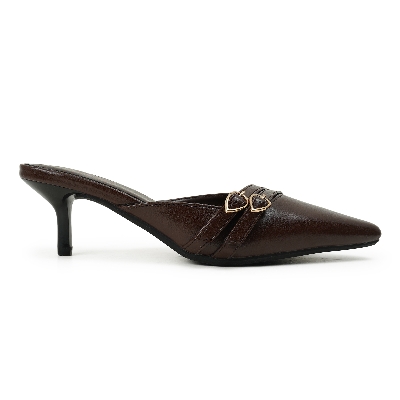 Picture of Moochie Women's Mid Heel Sandal Dark Brown