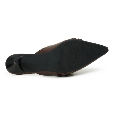 Picture of Moochie Women's Mid Heel Sandal Dark Brown