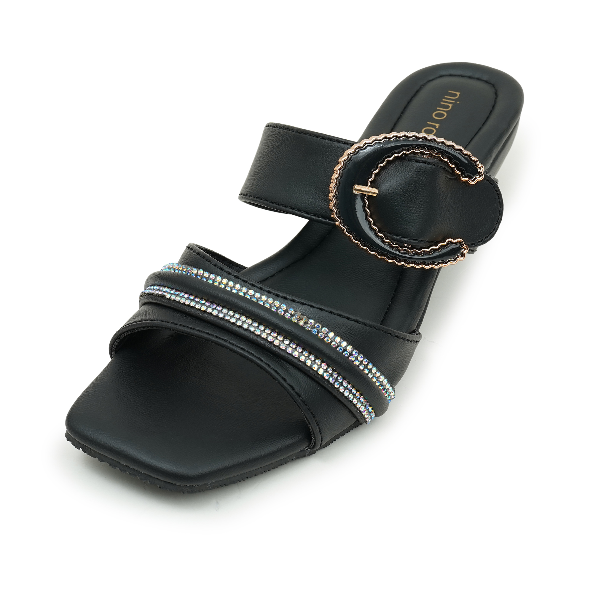 Picture of Nino Rossi Mid Heel Sandal Black