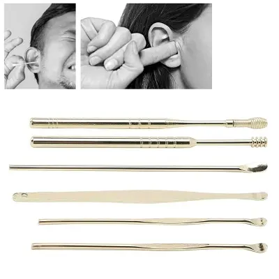Picture of Ear Wax Removal Kit, 6 Pcs Ear Pick Tools Ear Cleaning Tool Set, Portable Innovative Spring Earwax Cleaner Tool Stainless Steel Ear Wax Remover, Reusable Ear Cleaner For Children And Adults - Silver