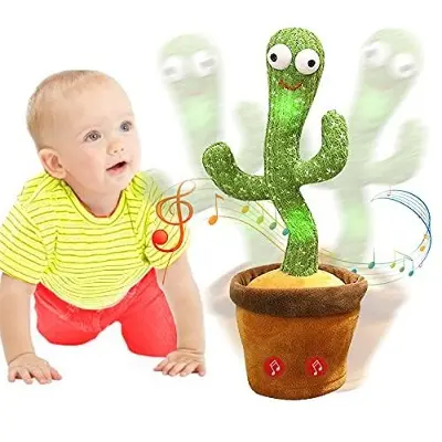 Picture of Dancing & Talking Cactus 120 Song Speaker Talking USB Charging Voice Repeat plush Cactu Dancer toy talk Plushie Stuffed toys - Green