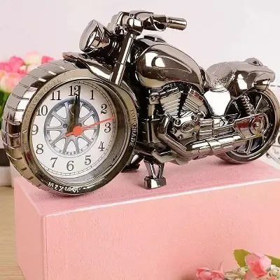 Picture of Vintage Alarm Clock Retro Oil Lamp Alarm Clock Watch Table Kerosene Light Clock Living Room Decor Articles Office Craft Ornament - Gold